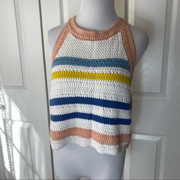 BCBGeneration Crochet Striped Multi Color Tank Top - Picture 6 of 11